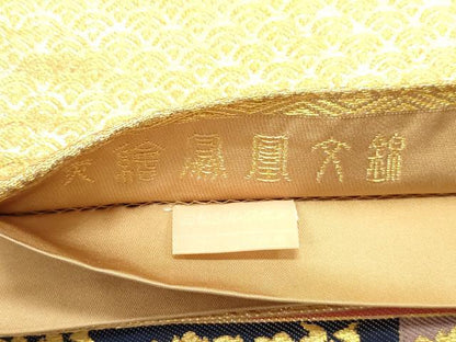 平和屋着物●龍村晋謹製　六通柄袋帯　赤絵鳳凰錦　金糸　正絹　逸品　CABI7206dy