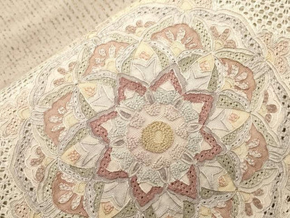 平和屋着物●中国三大刺繍　スワトウ刺繍　相良刺繍　総刺繍　太鼓柄袋帯　紬地　切嵌花文　正絹　逸品　CABI7208dy
