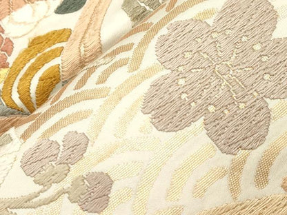 平和屋着物●六通柄袋帯　唐織　亀甲草花文　金糸　正絹　逸品　CABI7209dy