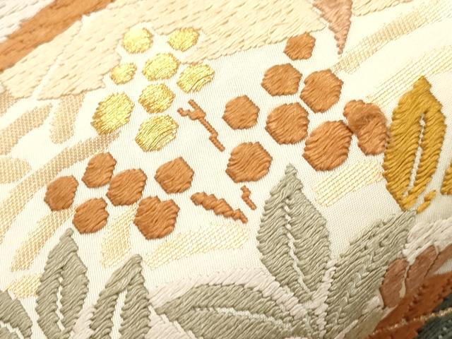 平和屋着物●六通柄袋帯　唐織　亀甲草花文　金糸　正絹　逸品　CABI7209dy