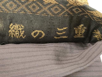 平和屋着物▽全通柄袋帯　スリーシーズン　春夏秋　織の三重奏　織元謹製　黒地　金糸　正絹　逸品　CABI7214dy