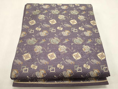 平和屋着物●六通柄　本袋帯　宝尽くし文　金糸　正絹　逸品　CABI7216dy