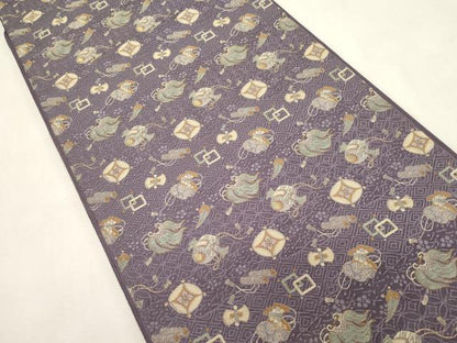 平和屋着物●六通柄　本袋帯　宝尽くし文　金糸　正絹　逸品　CABI7216dy