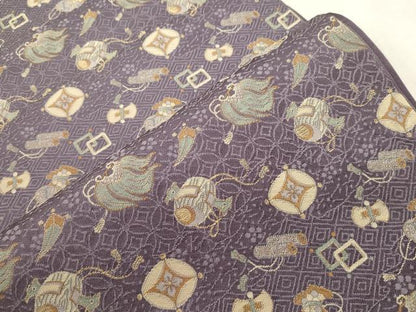 平和屋着物●六通柄　本袋帯　宝尽くし文　金糸　正絹　逸品　CABI7216dy