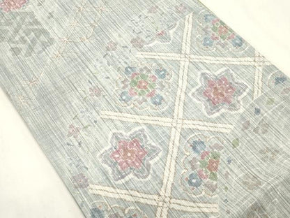 平和屋着物●両面　全通柄袋帯　本場結城玉紬　結城苑　草花文　証紙付き　正絹　逸品　CABI7218dy