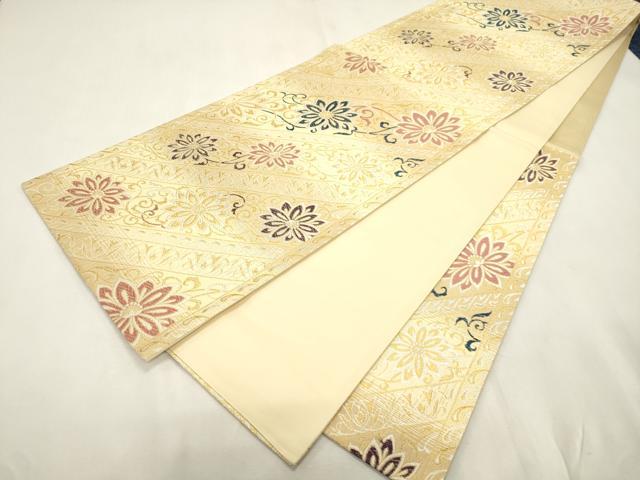 平和屋着物●六通柄袋帯　唐織　花風詩　金銀糸　正絹　逸品　CABI7219dy