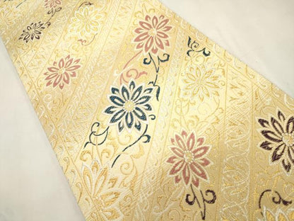 平和屋着物●六通柄袋帯　唐織　花風詩　金銀糸　正絹　逸品　CABI7219dy