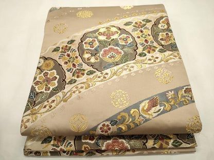 平和屋着物●六通柄袋帯　唐織　波揺華更紗文　金糸　正絹　逸品　CABI7220dy