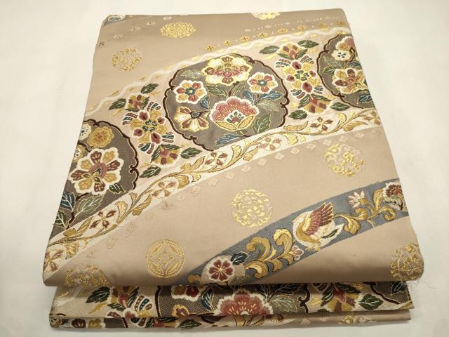 平和屋着物●六通柄袋帯　唐織　波揺華更紗文　金糸　正絹　逸品　CABI7220dy