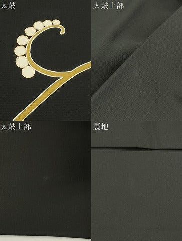 平和屋着物●塩瀬　九寸名古屋帯　唐草文　黒地　金彩　正絹　逸品　CABI7224dy