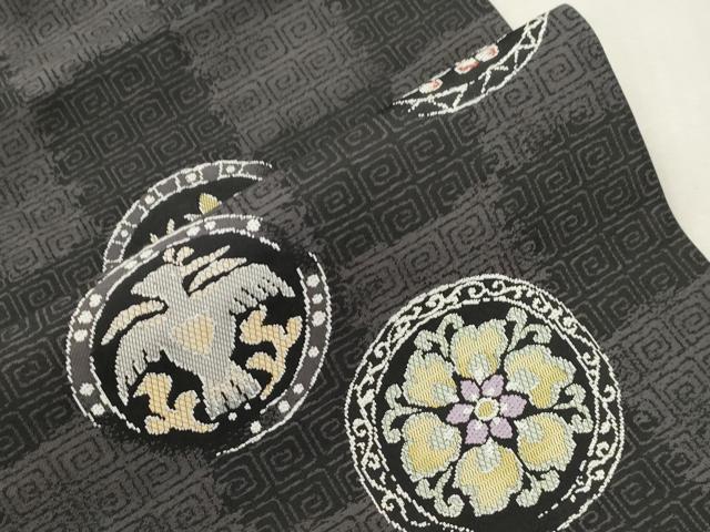 平和屋着物●九寸名古屋帯　花鳥丸文　正絹　逸品　CABI7225dy