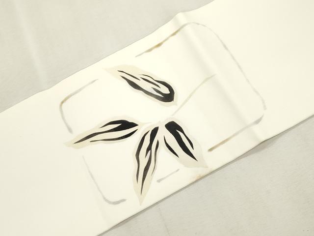 平和屋着物●塩瀬　九寸名古屋帯　草木文　金彩　正絹　逸品　CABI7226dy