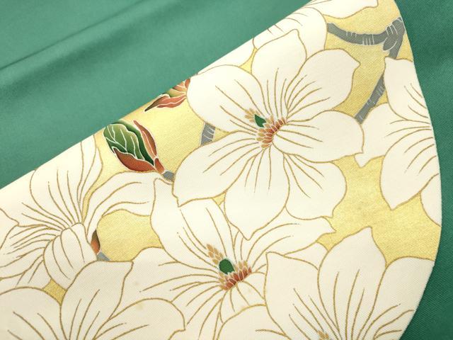 平和屋着物●塩瀬　九寸開き名古屋帯　枝花丸文　金彩　正絹　逸品　CABI7231dy