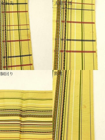 平和屋着物●本場筑前博多織　八寸名古屋帯　格子柄　正絹　逸品　CABI7239dy