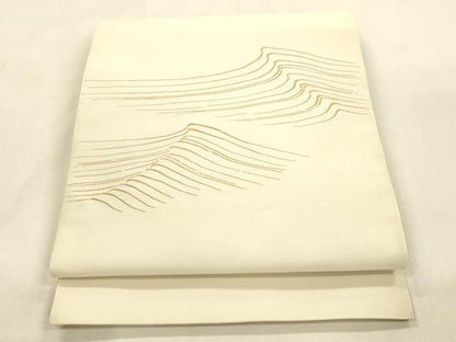 平和屋着物●爪掻き本綴れ　八寸名古屋帯　立波文　正絹　逸品　未使用　CABI7240dy