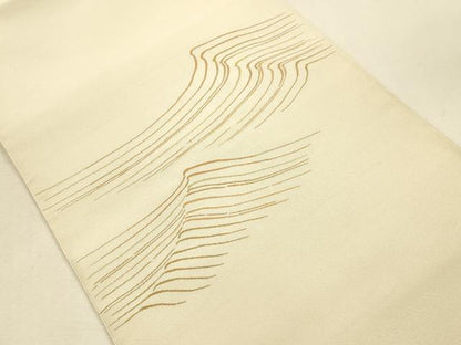平和屋着物●爪掻き本綴れ　八寸名古屋帯　立波文　正絹　逸品　未使用　CABI7240dy