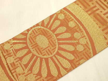 平和屋着物●西陣　川島織物　九寸名古屋帯　幾何学文　金糸　正絹　逸品　CABI7241dy