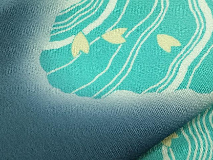 平和屋着物●九寸名古屋帯　流水舞桜文　鬼しぼ縮緬　正絹　逸品　CABI7246dy