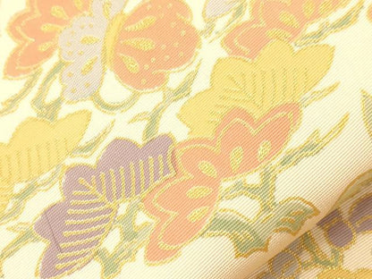 平和屋着物●全通柄九寸名古屋帯　草花文　金彩　正絹　逸品　未使用　CABI7247dy