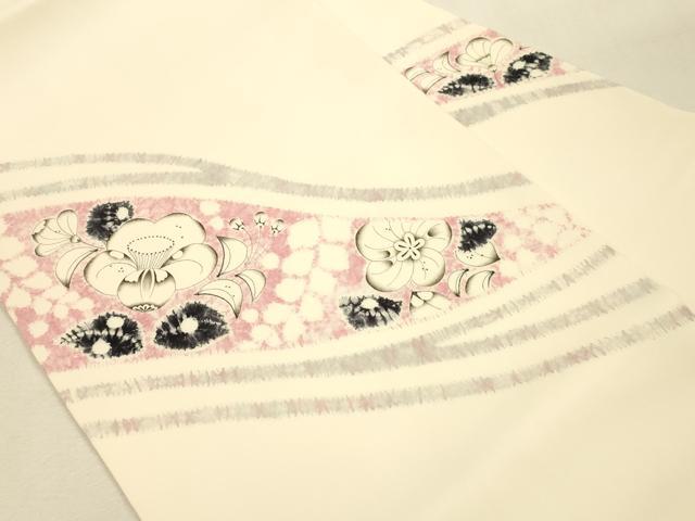 平和屋着物●染色作家　小倉淳史　塩瀬　九寸名古屋帯　辻が花　絞り　正絹　逸品　CABI7248dy