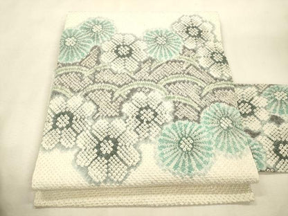 平和屋着物●名門　藤娘きぬたや・総絞り　九寸名古屋帯　草花文　正絹　逸品　CABI7249dy