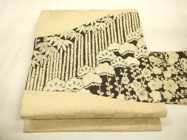 平和屋着物●創業280年　誉田屋源兵衛　九寸名古屋帯　金華山織　松竹梅　金糸　正絹　逸品　未使用　CABI7250dy