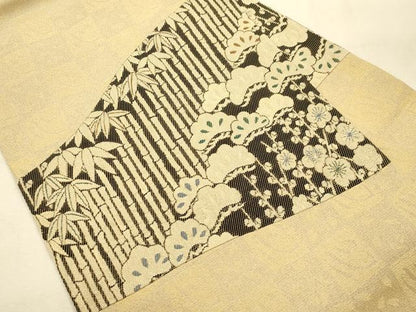 平和屋着物●創業280年　誉田屋源兵衛　九寸名古屋帯　金華山織　松竹梅　金糸　正絹　逸品　未使用　CABI7250dy