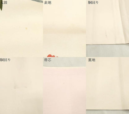 平和屋着物●塩瀬　九寸開き名古屋帯　友禅　作家物　草花文　正絹　逸品　CABI7256dy