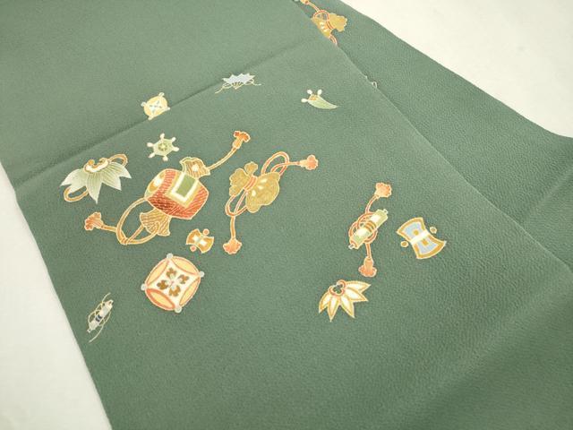 平和屋着物●九寸名古屋帯　宝尽くし文　金彩　鬼しぼ縮緬　正絹　逸品　CABI7259dy