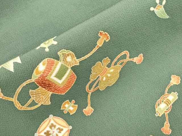 平和屋着物●九寸名古屋帯　宝尽くし文　金彩　鬼しぼ縮緬　正絹　逸品　CABI7259dy