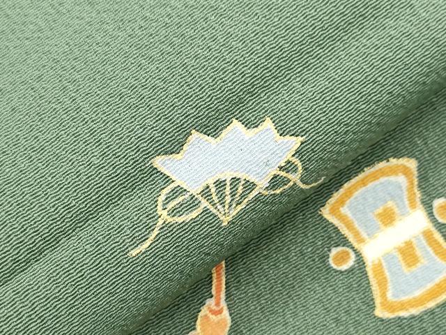 平和屋着物●九寸名古屋帯　宝尽くし文　金彩　鬼しぼ縮緬　正絹　逸品　CABI7259dy
