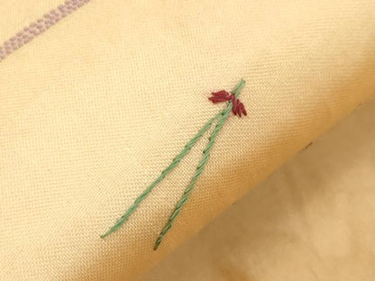 平和屋着物●アンティーク　大正ロマン　九寸名古屋帯　総手刺繍　飛鶴文　正絹　逸品　CABI7263dy