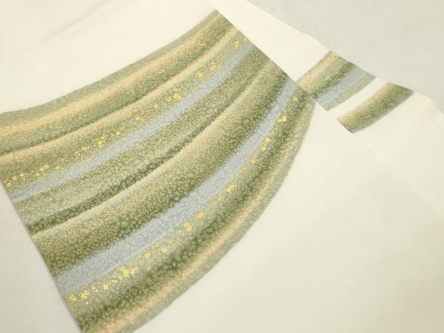 平和屋着物●塩瀬　九寸名古屋帯　箔散らし霞文　金銀彩　正絹　逸品　CABI7265dy