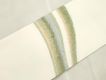 平和屋着物●塩瀬　九寸名古屋帯　箔散らし霞文　金銀彩　正絹　逸品　CABI7265dy