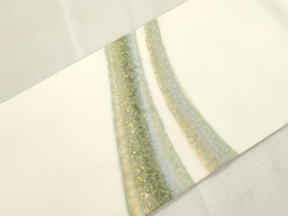 平和屋着物●塩瀬　九寸名古屋帯　箔散らし霞文　金銀彩　正絹　逸品　CABI7265dy