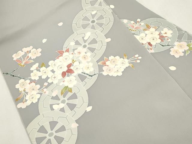 平和屋着物●塩瀬　九寸名古屋帯　片輪車枝花文　金彩　正絹　逸品　CABI7268dy