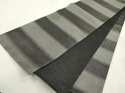 平和屋着物●六通柄袋帯　紙布　横段文　正絹　逸品　CABI7270dy