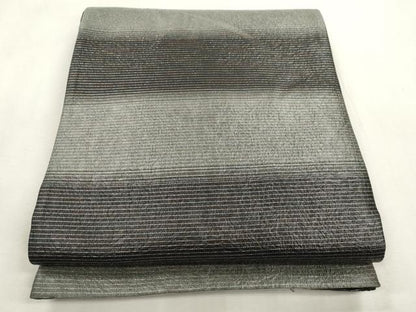 平和屋着物●六通柄袋帯　紙布　横段文　正絹　逸品　CABI7270dy
