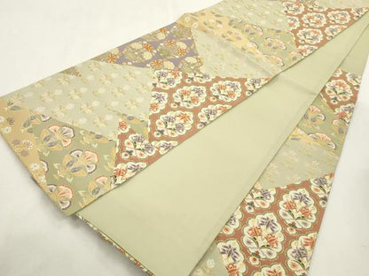 平和屋着物●六通柄袋帯　唐織　切嵌花文　金糸　正絹　逸品　CABI7271dy