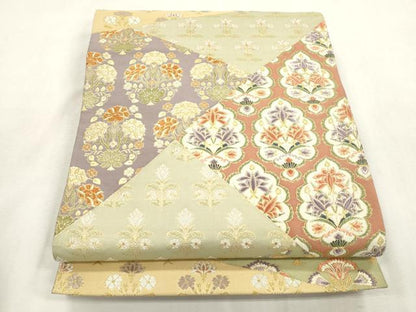 平和屋着物●六通柄袋帯　唐織　切嵌花文　金糸　正絹　逸品　CABI7271dy