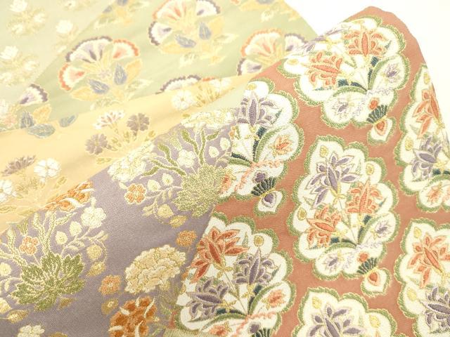 平和屋着物●六通柄袋帯　唐織　切嵌花文　金糸　正絹　逸品　CABI7271dy