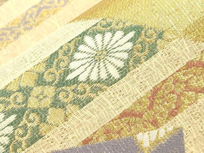平和屋着物●六通柄袋帯　色紙重ね花文　金銀糸　正絹　逸品　CABI7275dy