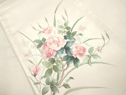 平和屋着物●二代目清次郎　手描き　太鼓柄袋帯　草花文　正絹　逸品　CABI7287dy