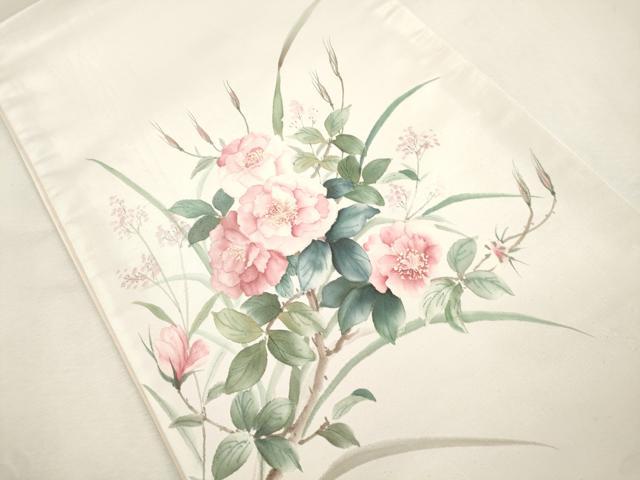 平和屋着物●二代目清次郎　手描き　太鼓柄袋帯　草花文　正絹　逸品　CABI7287dy