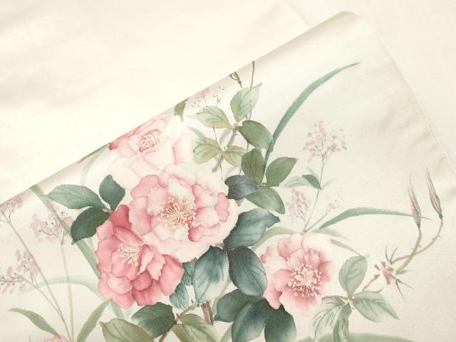 平和屋着物●二代目清次郎　手描き　太鼓柄袋帯　草花文　正絹　逸品　CABI7287dy