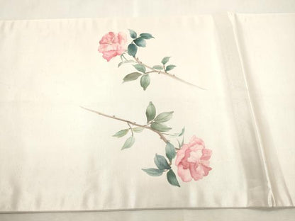 平和屋着物●二代目清次郎　手描き　太鼓柄袋帯　草花文　正絹　逸品　CABI7287dy