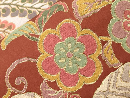 平和屋着物●六通柄袋帯　花鳥文　金糸　正絹　逸品　CABI7300dy