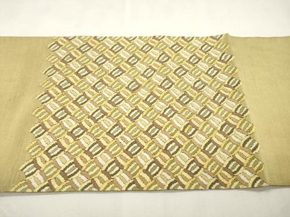 平和屋着物●太鼓柄袋帯　綴れ　幾何学文　金銀糸　正絹　逸品　CABI7301dy