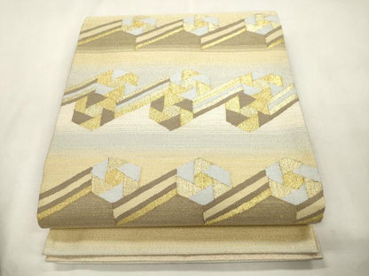 平和屋着物●綴れ　太鼓柄袋帯　幾何学文　金糸　正絹　逸品　CABI7302dy