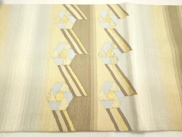 平和屋着物●綴れ　太鼓柄袋帯　幾何学文　金糸　正絹　逸品　CABI7302dy